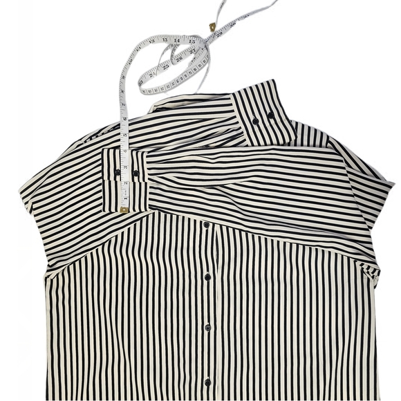 H&M Cream & Black Striped Long Sleeve Button-down Shirt Womens Medium - Picture 12 of 15